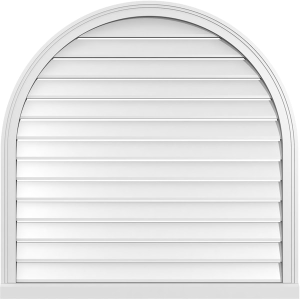 Ekena Millwork Round Top Surface Mount PVC Gable Vent: Functional, w/ 2"W x 2"P Brickmould Sill Frame, 40"W x 40"H GVPRT40X4003SF - main